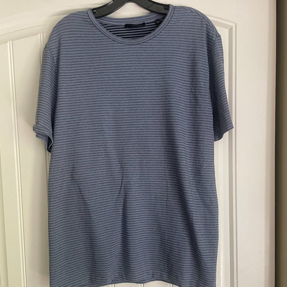 Vince Men's Striped Crewneck T-Shirt – Size L, 100% Cotton